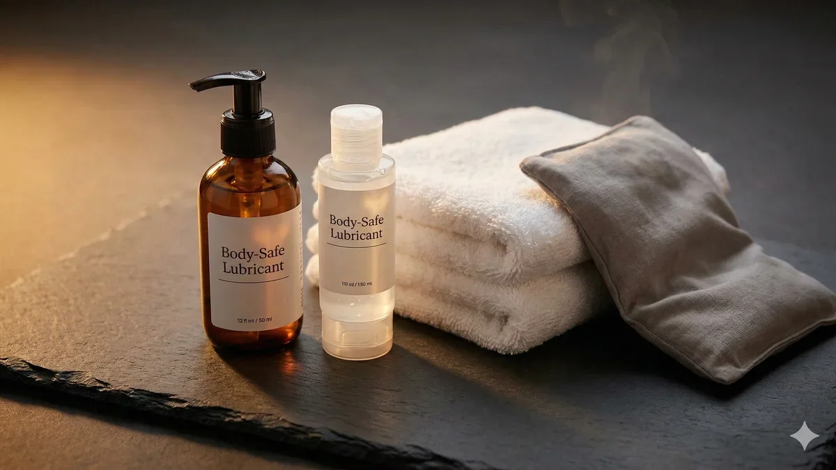 Ilustração artística abstrata representando preparação e confiança com formas suaves em tons de coral e roxo